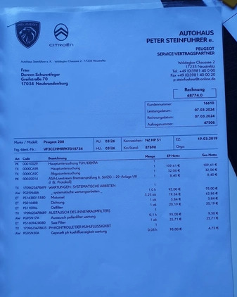 Peugeot 208 cena 32950 przebieg: 92000, rok produkcji 2019 z Krotoszyn małe 277